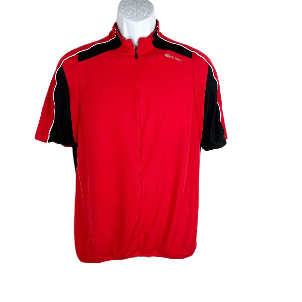 Sugoi Bicycle Jersey Men Extra Large Red Black Short Sleeve Back Pockets Active